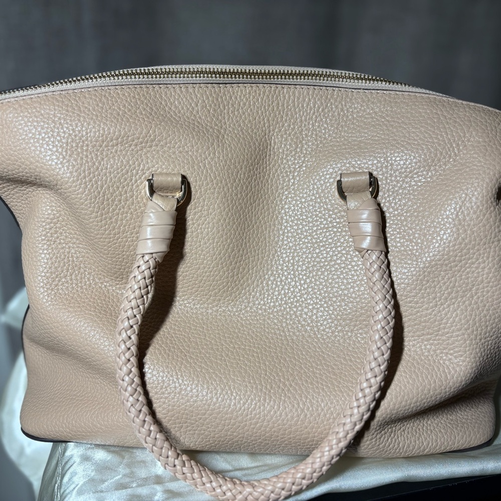 Tory Burch Beige Leather Tote with Braided Handles - Picture 3 of 10